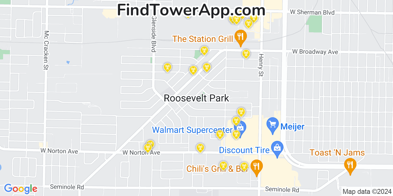 T-Mobile 4G/5G cell tower coverage map Roosevelt Park, Michigan