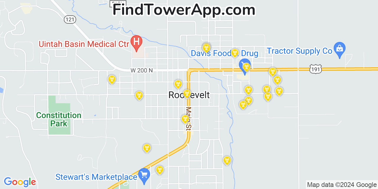 Verizon 4G/5G cell tower coverage map Roosevelt, Utah