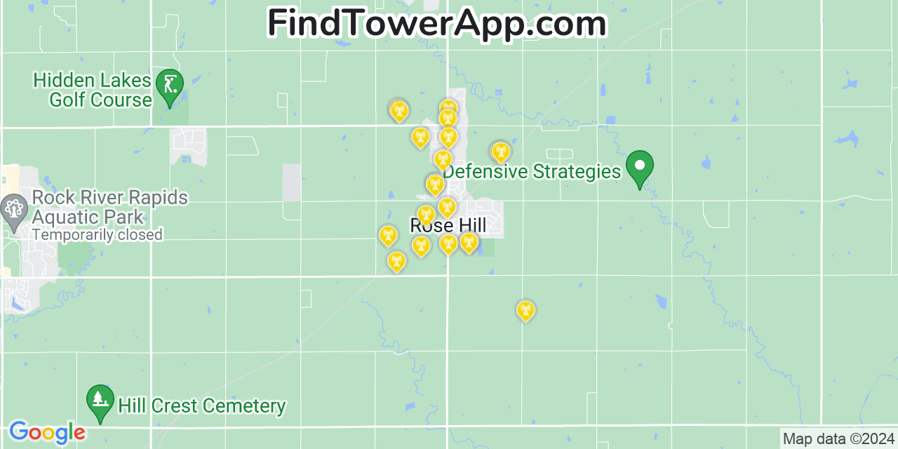 Verizon 4G/5G cell tower coverage map Rose Hill, Kansas