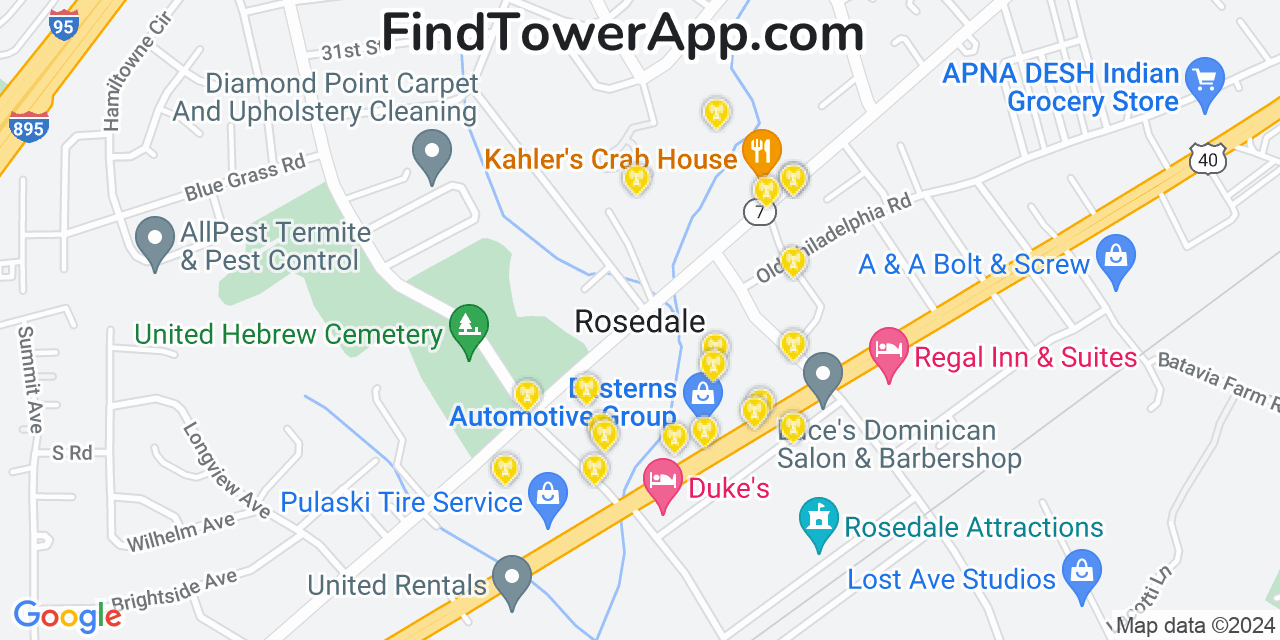 Verizon 4G/5G cell tower coverage map Rosedale, Maryland