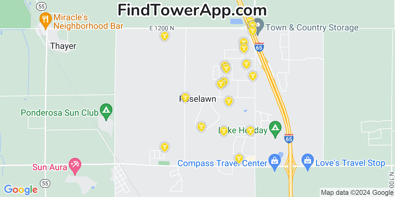 T-Mobile 4G/5G cell tower coverage map Roselawn, Indiana