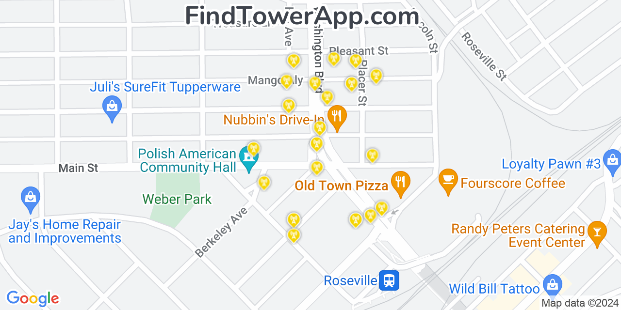 T-Mobile 4G/5G cell tower coverage map Roseville, California