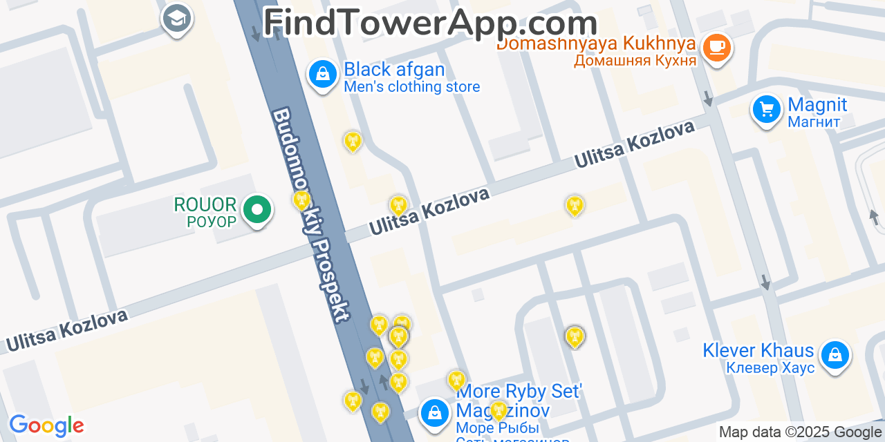 Rostov-on-Don Cell Towers, Russia - FindTower App Coverage Maps