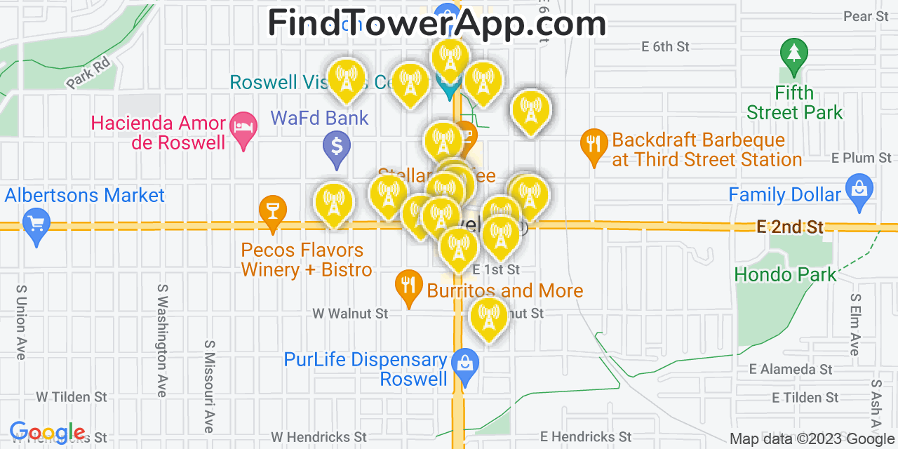 Verizon 4G/5G cell tower coverage map Roswell, New Mexico