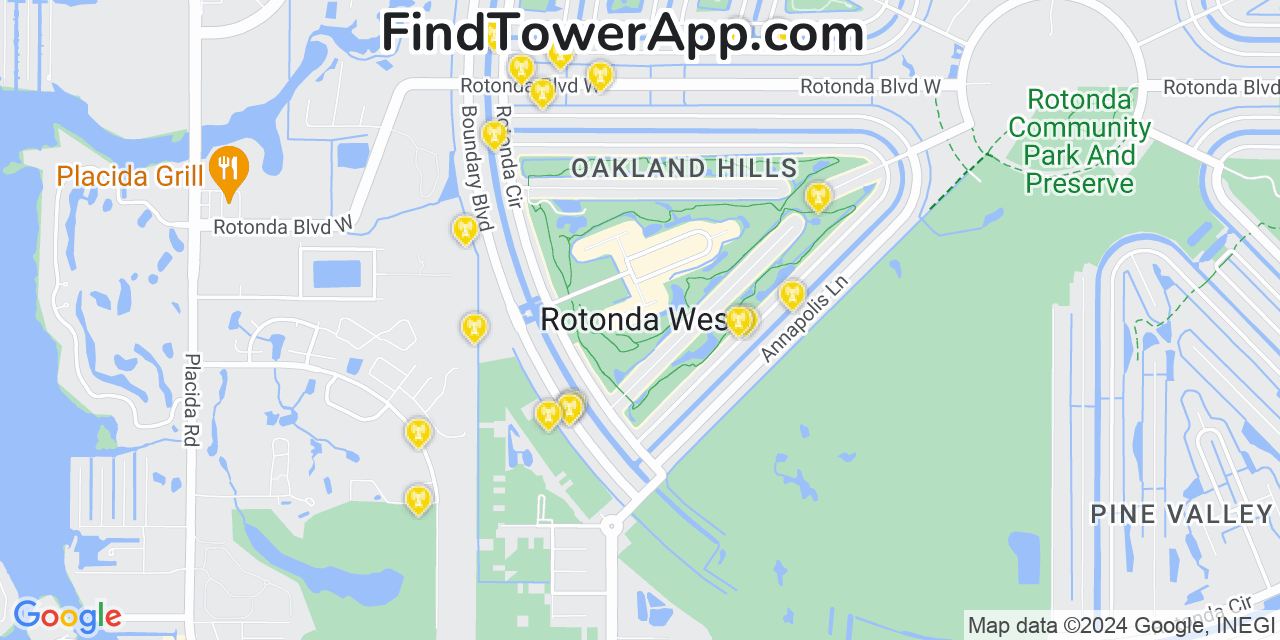 Verizon 4G/5G cell tower coverage map Rotonda West, Florida