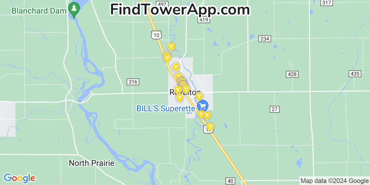 AT&T 4G/5G cell tower coverage map Royalton, Minnesota