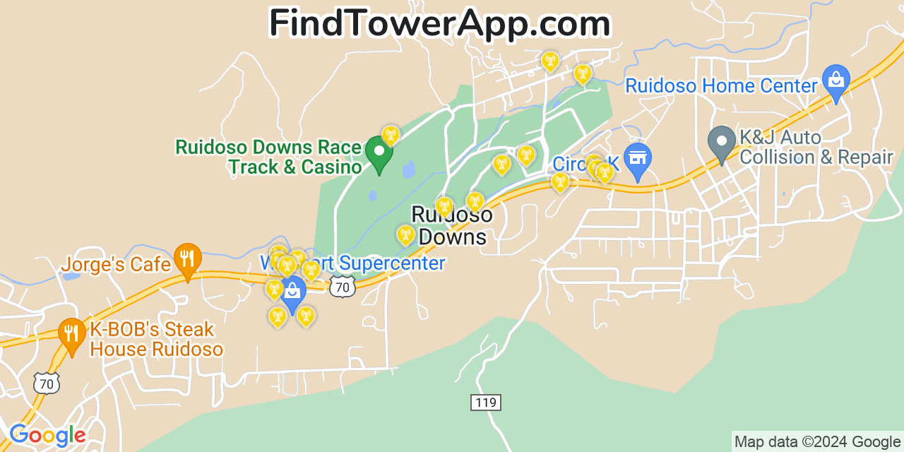 T-Mobile 4G/5G cell tower coverage map Ruidoso Downs, New Mexico