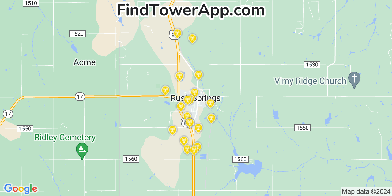 T-Mobile 4G/5G cell tower coverage map Rush Springs, Oklahoma