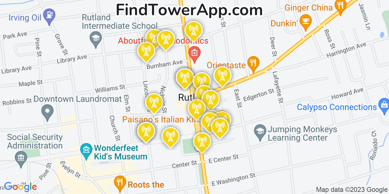 Verizon 4G/5G cell tower coverage map Rutland, Vermont