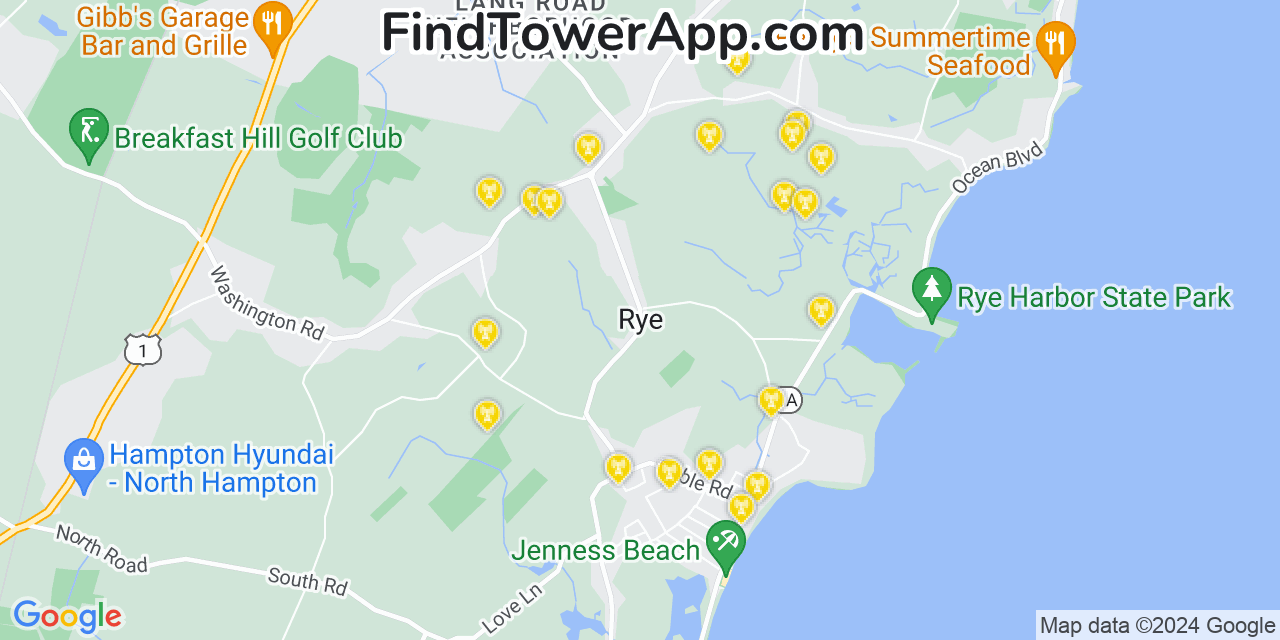 T-Mobile 4G/5G cell tower coverage map Rye, New Hampshire