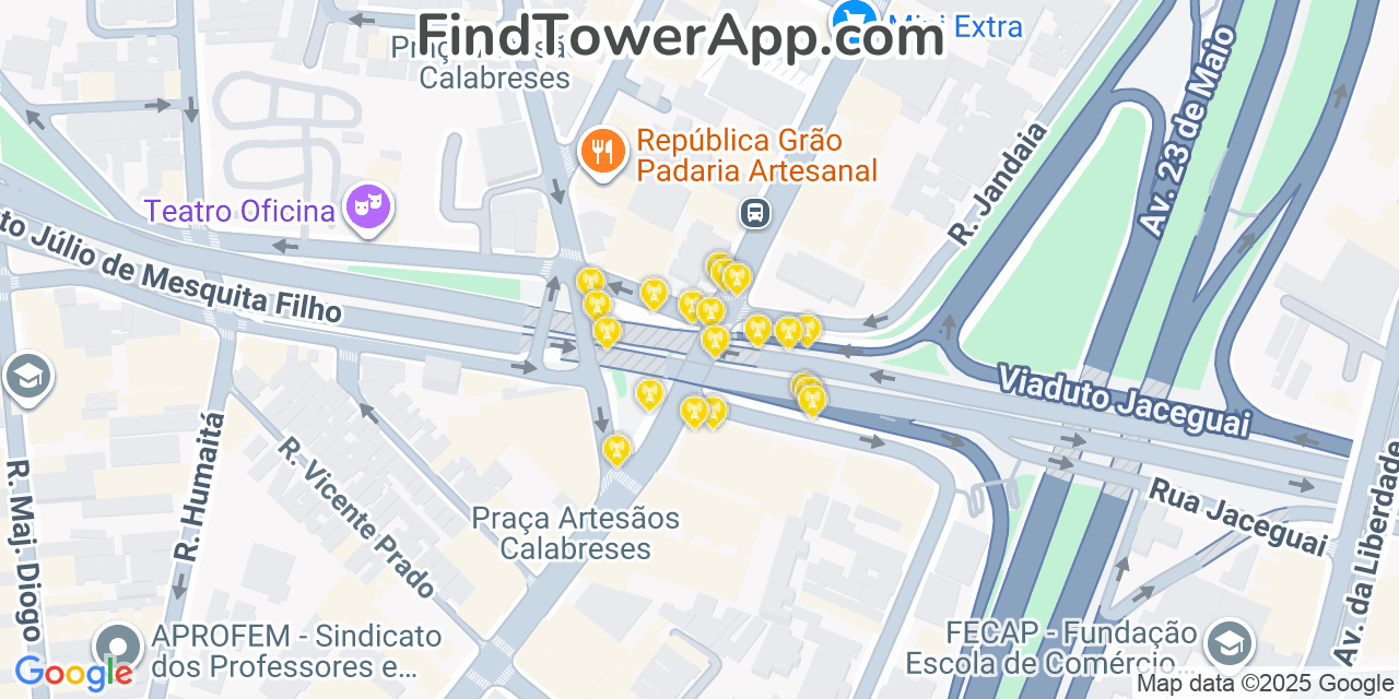 São-Paulo Cell Towers, Brazil - FindTower App Coverage Maps