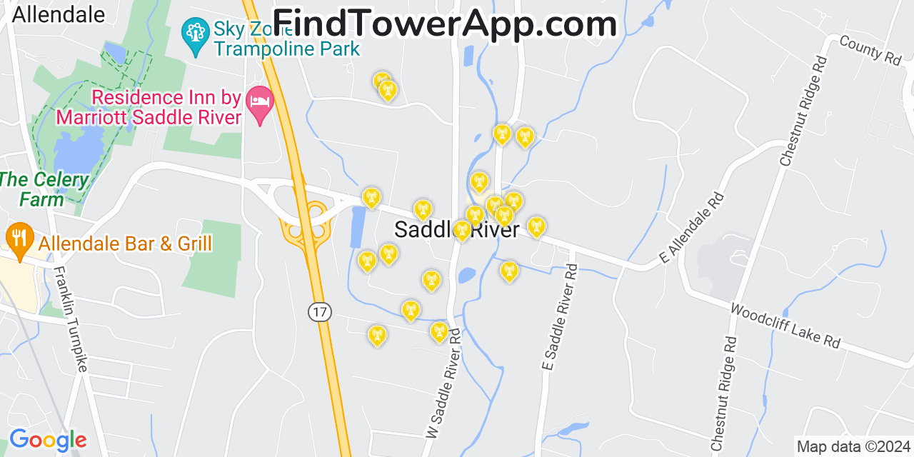 T-Mobile 4G/5G cell tower coverage map Saddle River, New Jersey