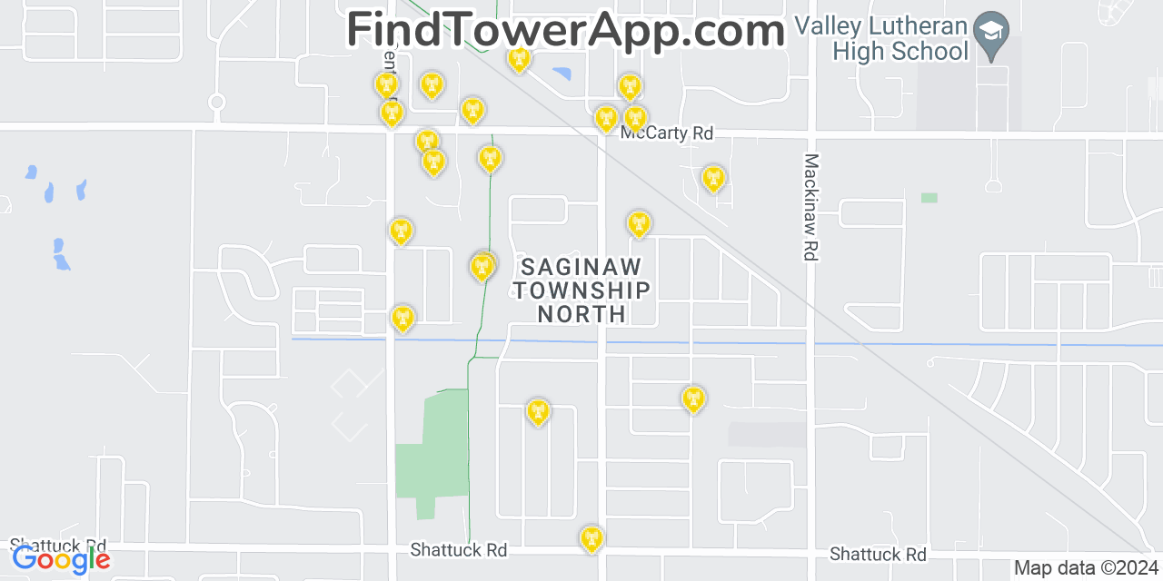 Verizon 4G/5G cell tower coverage map Saginaw Township North, Michigan