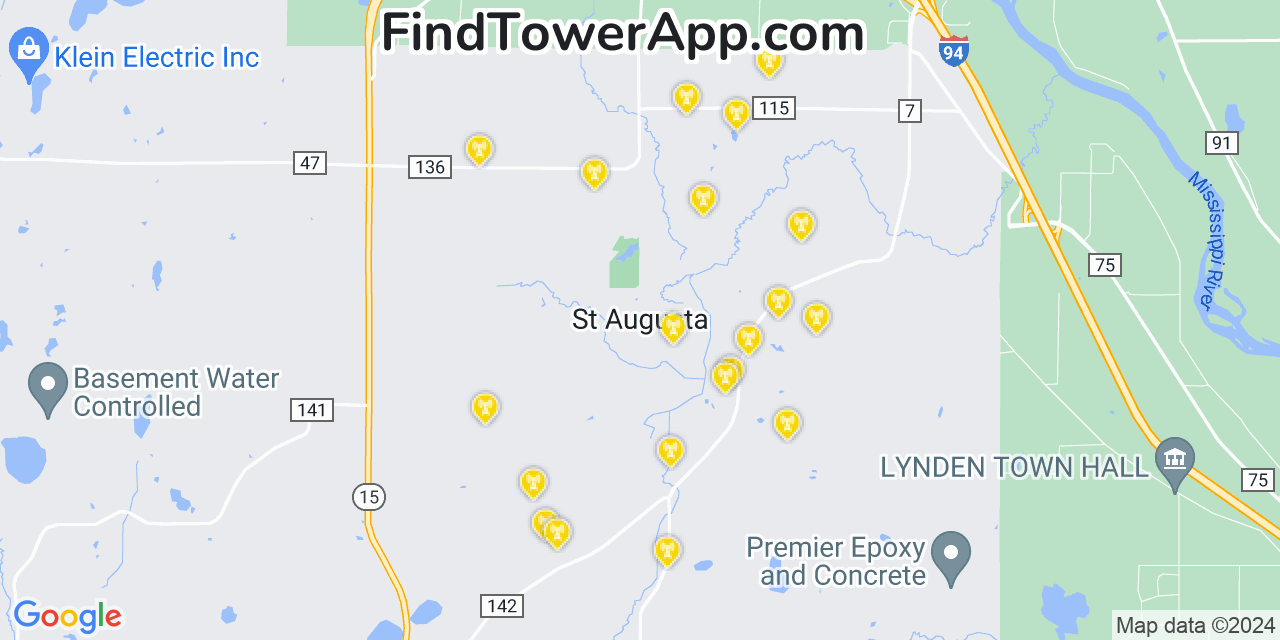 AT&T 4G/5G cell tower coverage map Saint Augusta, Minnesota