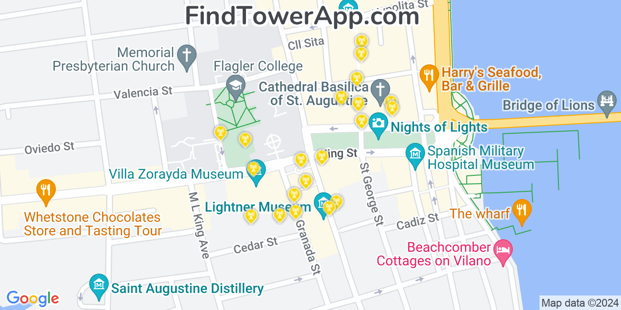 AT&T 4G/5G cell tower coverage map Saint Augustine, Florida