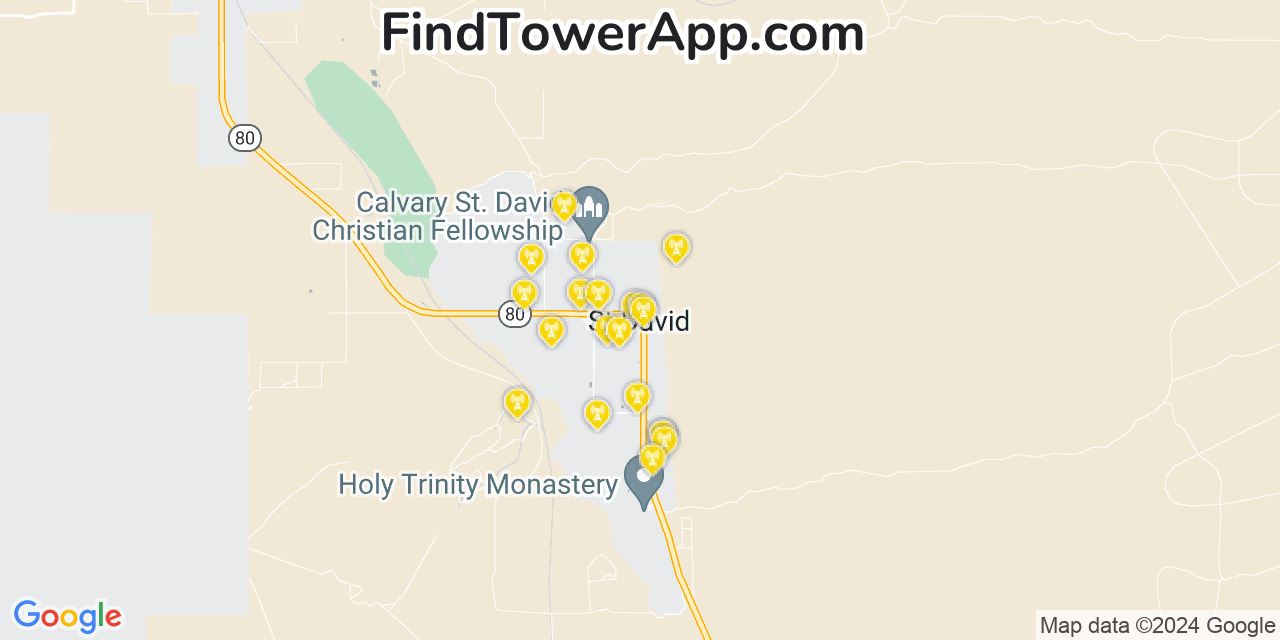 Verizon 4G/5G cell tower coverage map Saint David, Arizona