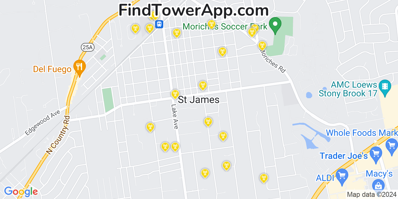 T-Mobile 4G/5G cell tower coverage map Saint James, New York