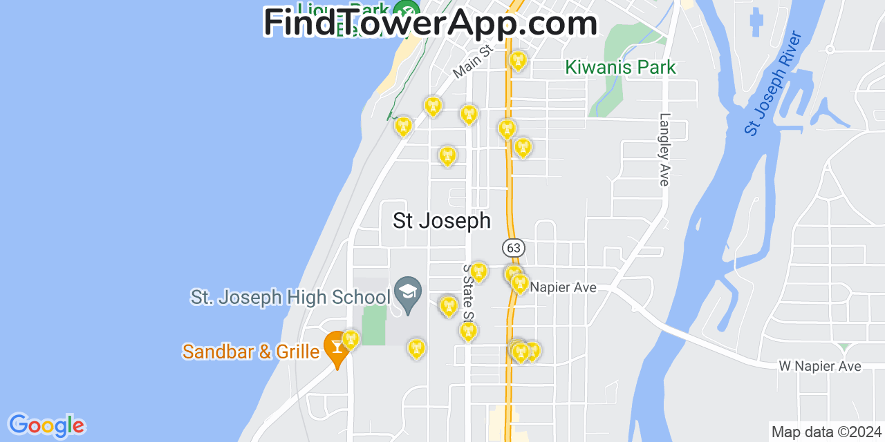 Verizon 4G/5G cell tower coverage map Saint Joseph, Michigan