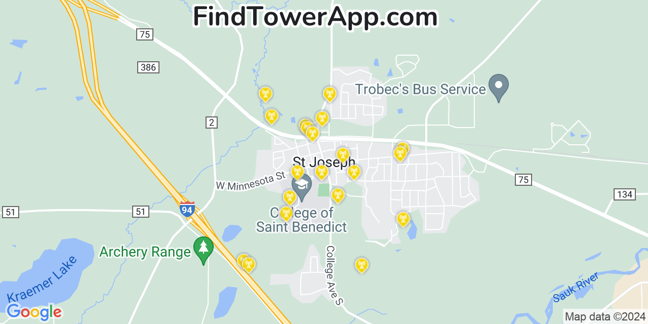 T-Mobile 4G/5G cell tower coverage map Saint Joseph, Minnesota