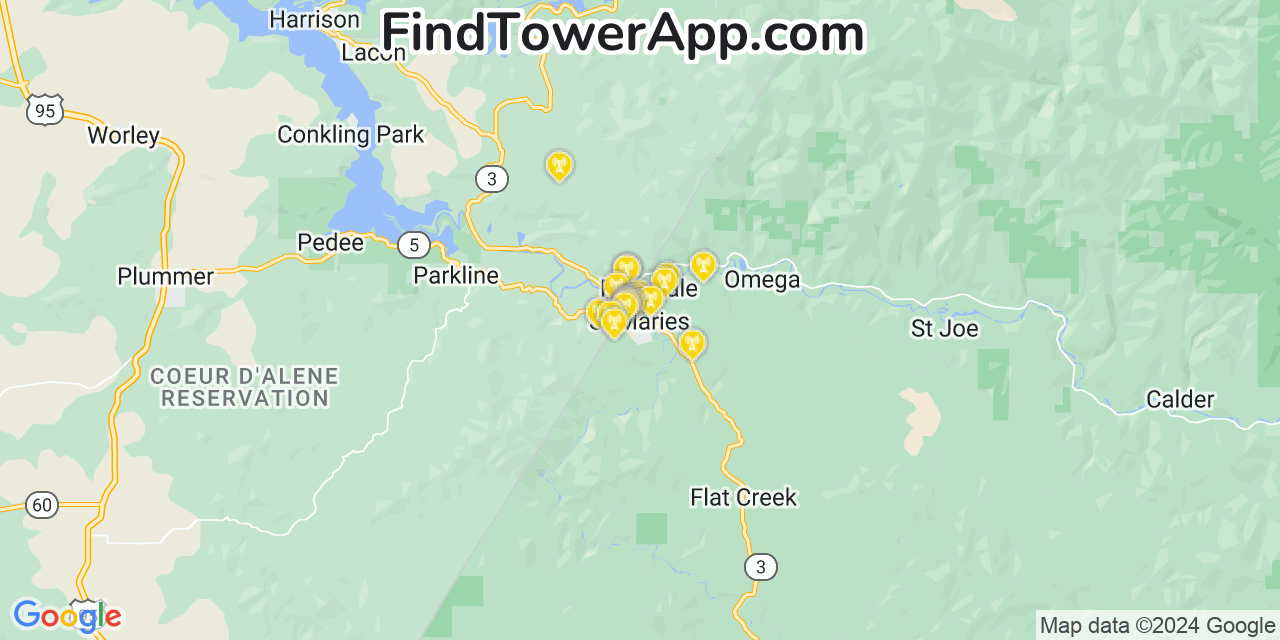 T-Mobile 4G/5G cell tower coverage map Saint Maries, Idaho