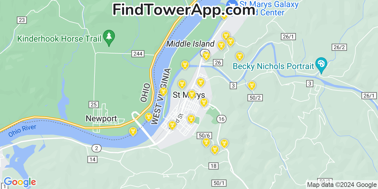 T-Mobile 4G/5G cell tower coverage map Saint Marys, West Virginia