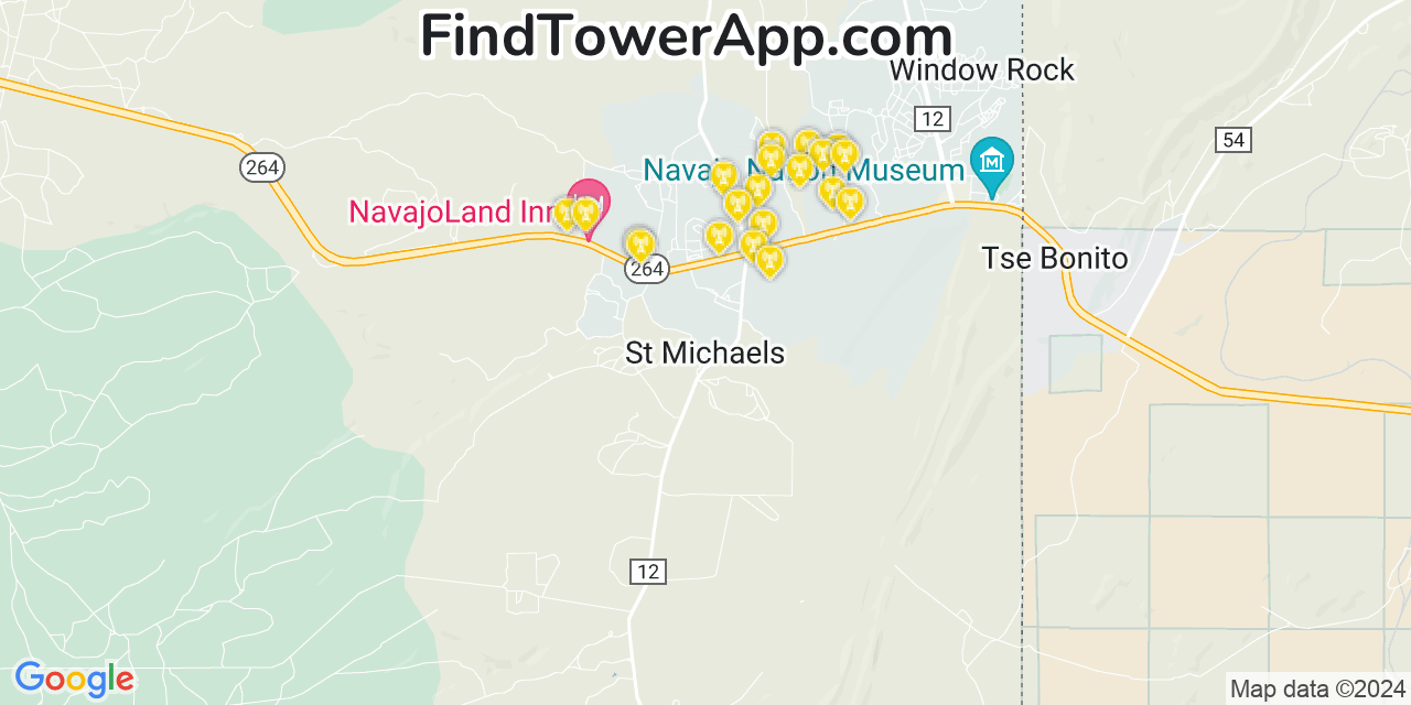 Verizon 4G/5G cell tower coverage map Saint Michaels, Arizona