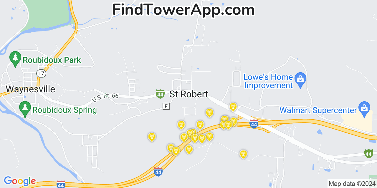 Verizon 4G/5G cell tower coverage map Saint Robert, Missouri