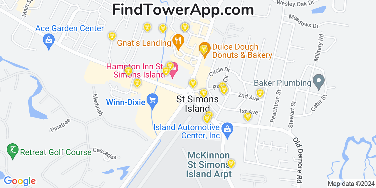 T-Mobile 4G/5G cell tower coverage map Saint Simons Island, Georgia