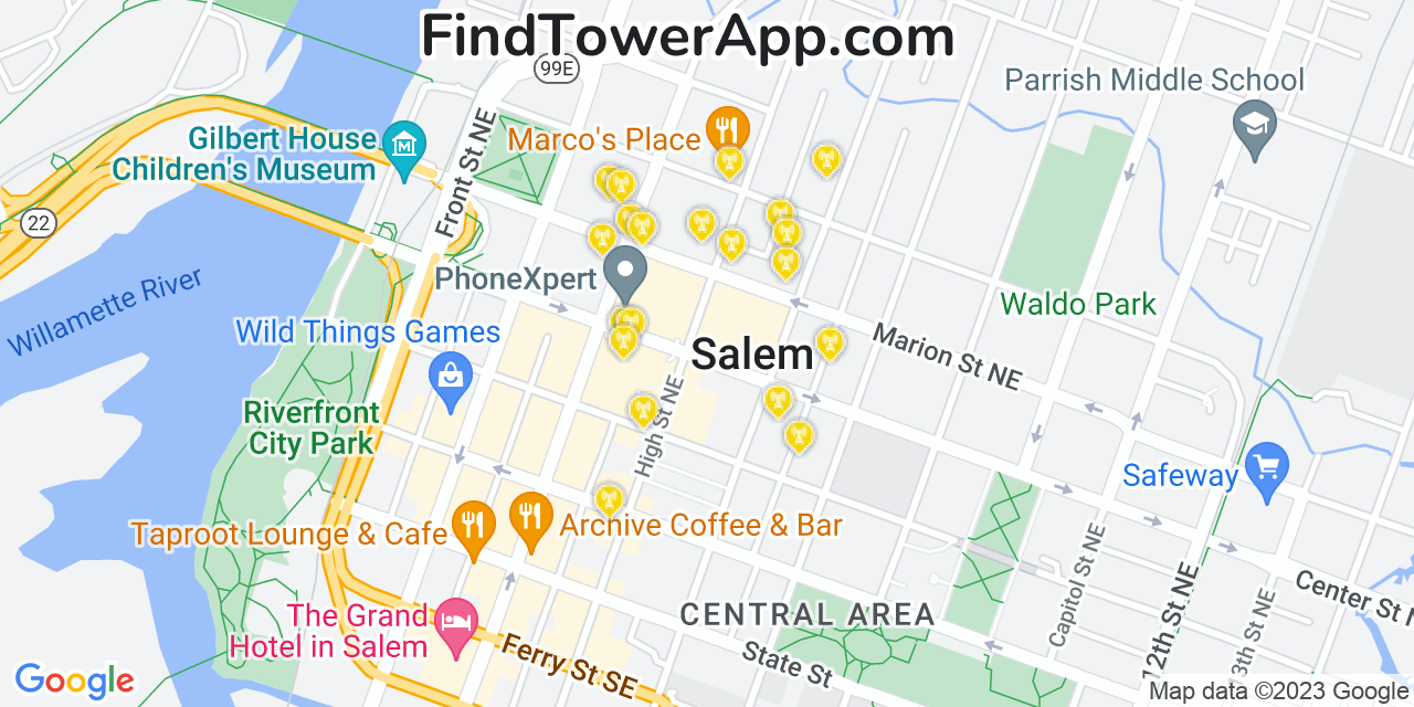 T-Mobile 4G/5G cell tower coverage map Salem, Oregon