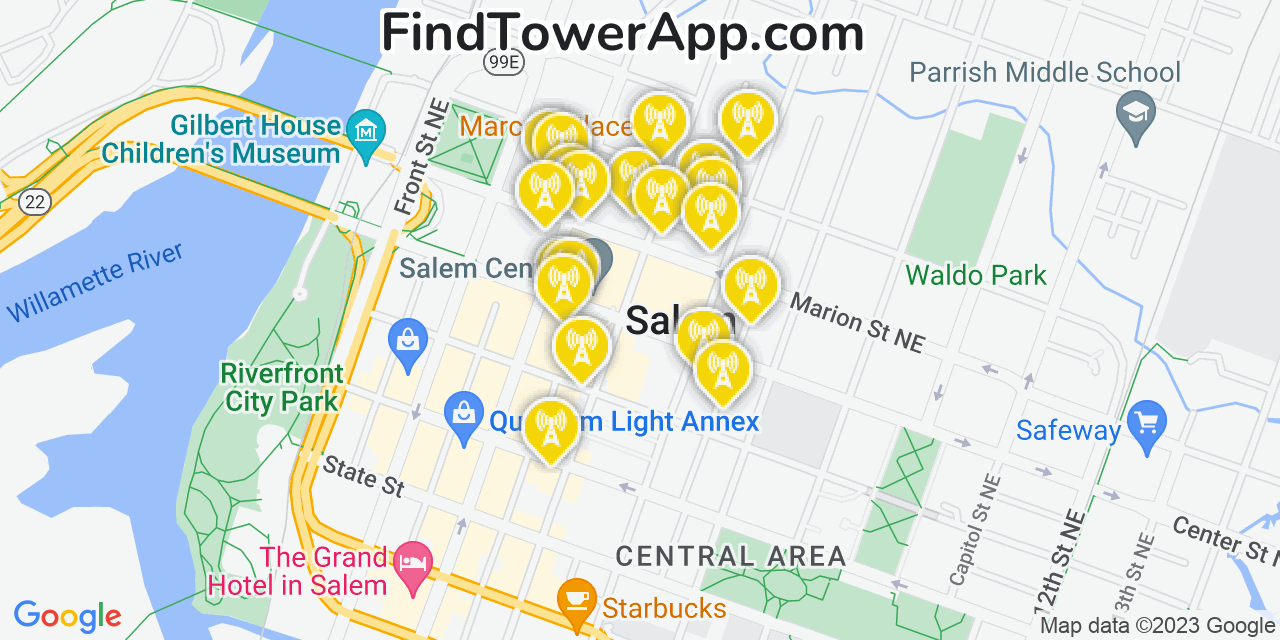 Verizon 4G/5G cell tower coverage map Salem, Oregon