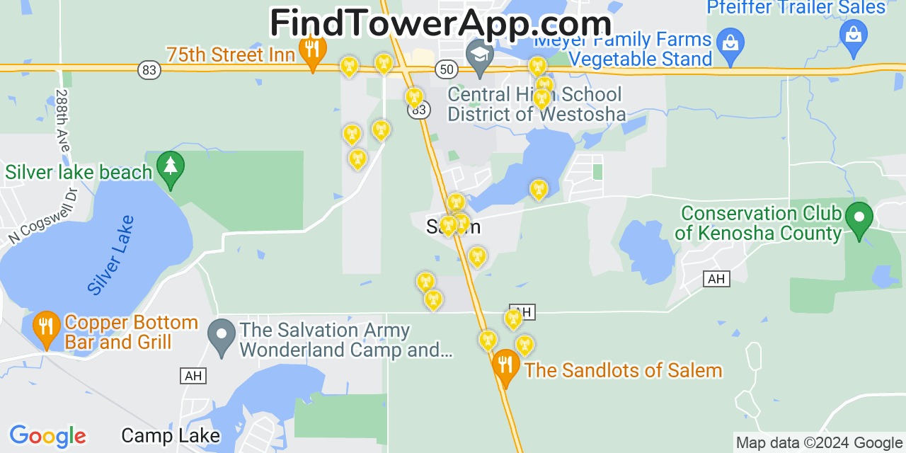 T-Mobile 4G/5G cell tower coverage map Salem, Wisconsin