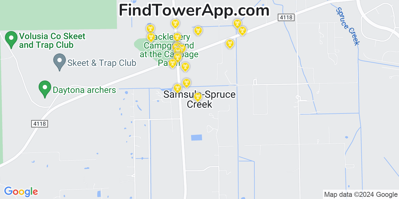 T-Mobile 4G/5G cell tower coverage map Samsula Spruce Creek, Florida