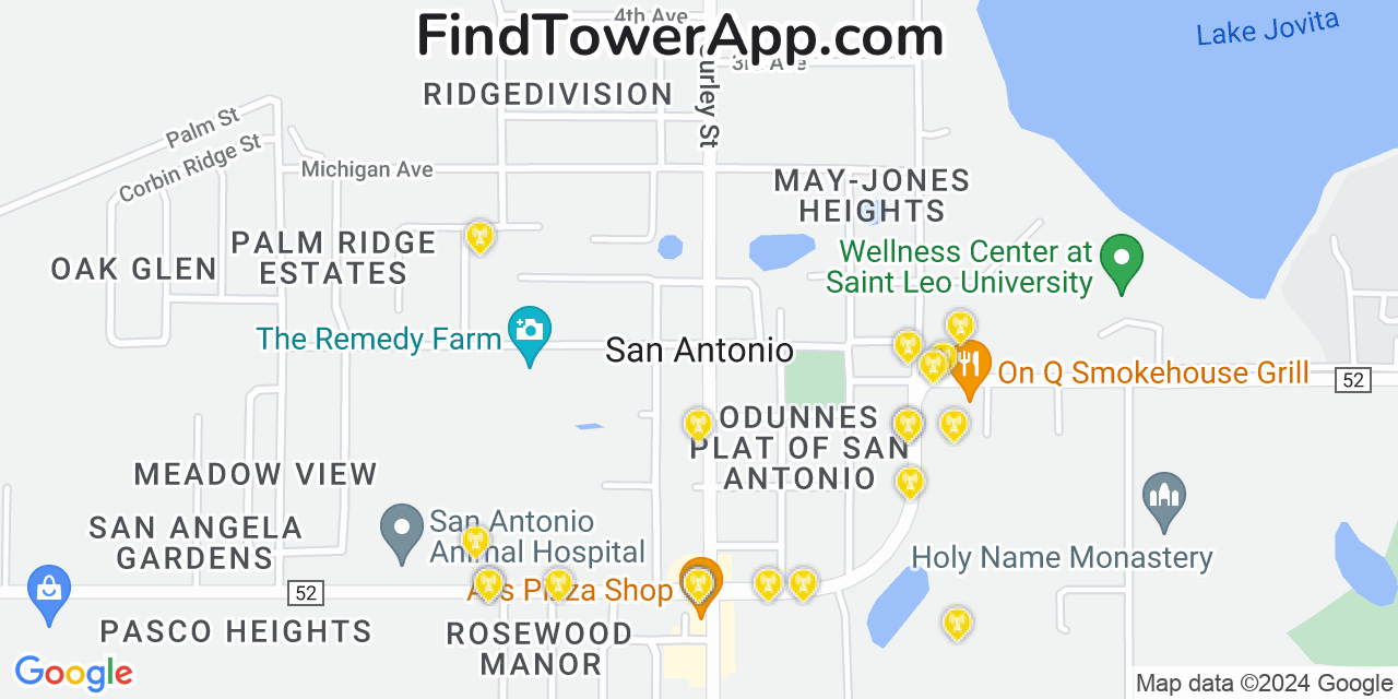 Verizon 4G/5G cell tower coverage map San Antonio, Florida