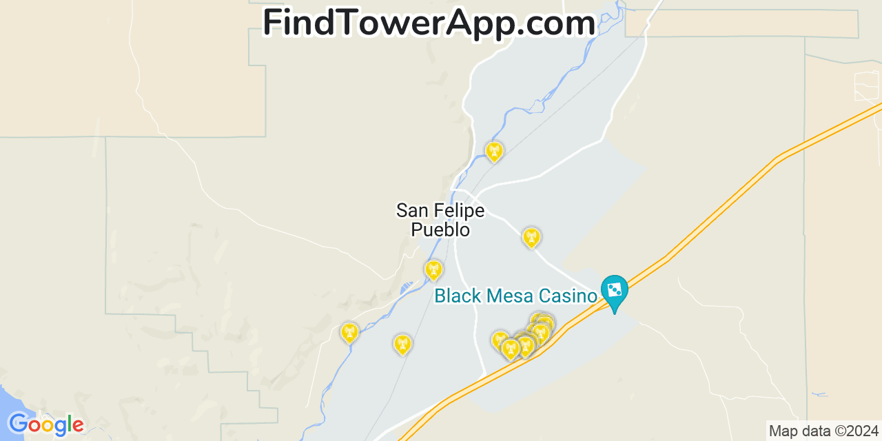 Verizon 4G/5G cell tower coverage map San Felipe Pueblo, New Mexico