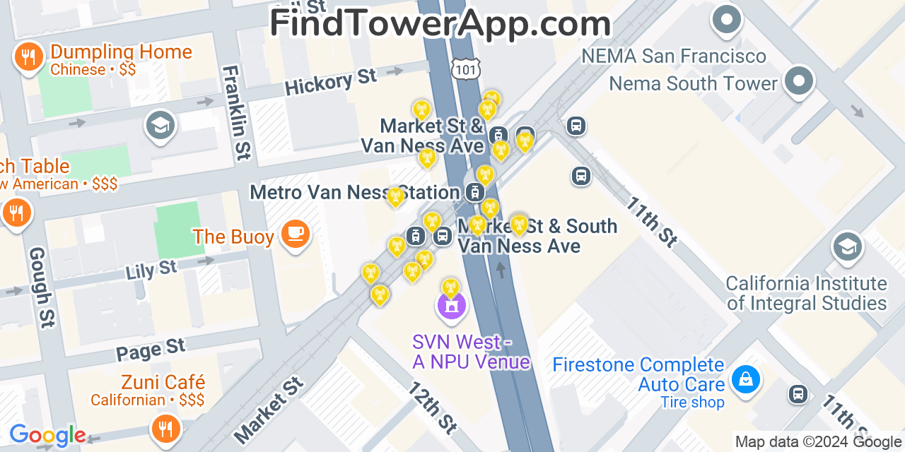 San Francisco California Cell Tower Coverage Map
