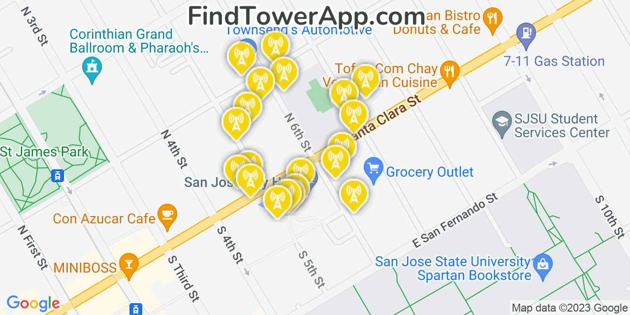 San Jose California Cell Tower Coverage Map