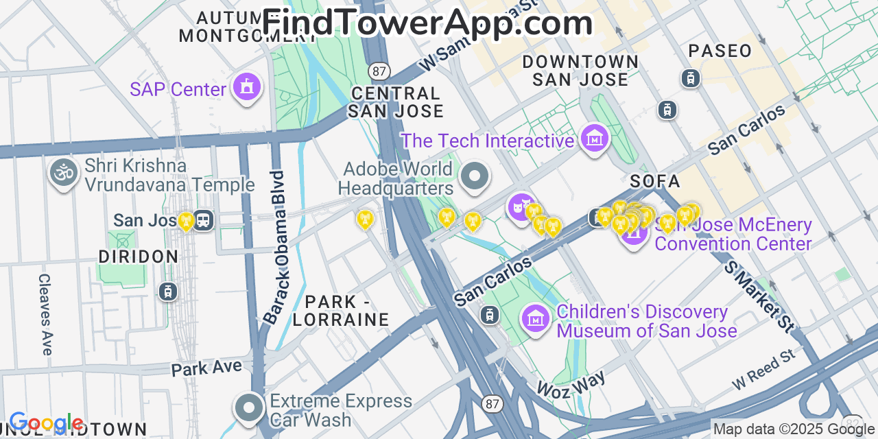 San Jose AT&T Cell Towers, California - FindTower App
