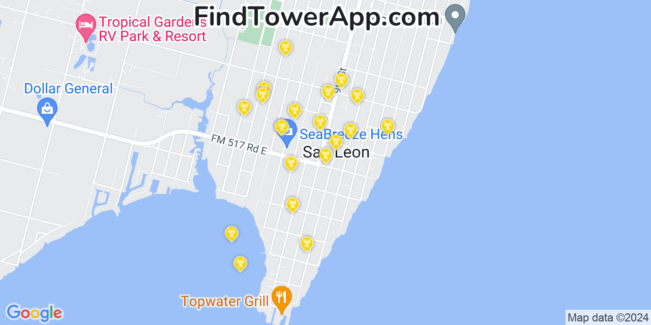 AT&T 4G/5G cell tower coverage map San Leon, Texas