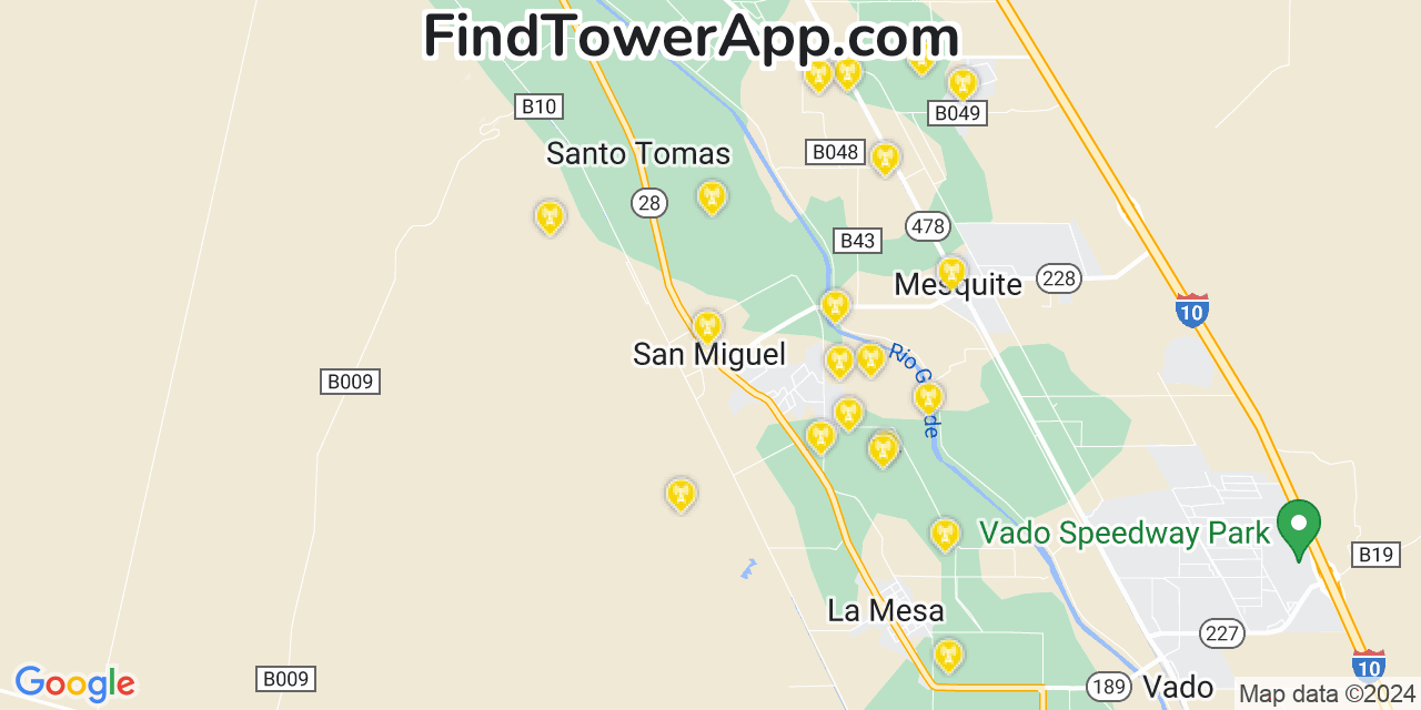 AT&T 4G/5G cell tower coverage map San Miguel, New Mexico