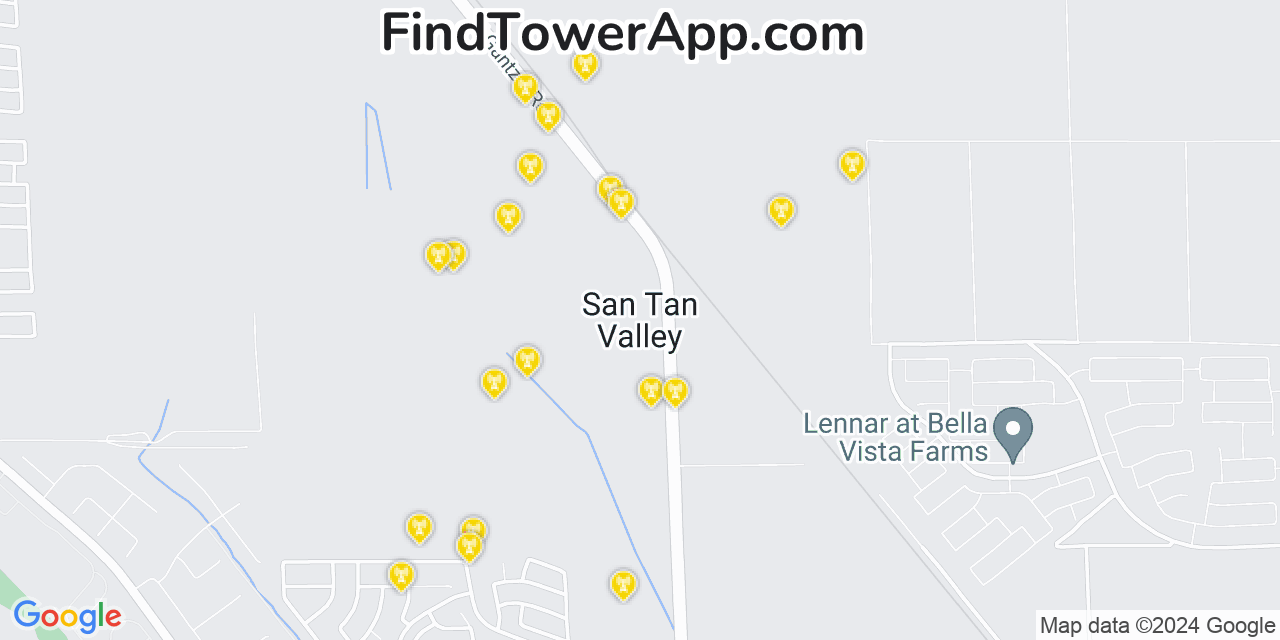 AT&T 4G/5G cell tower coverage map San Tan Valley, Arizona