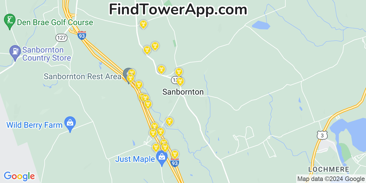 T-Mobile 4G/5G cell tower coverage map Sanbornton, New Hampshire