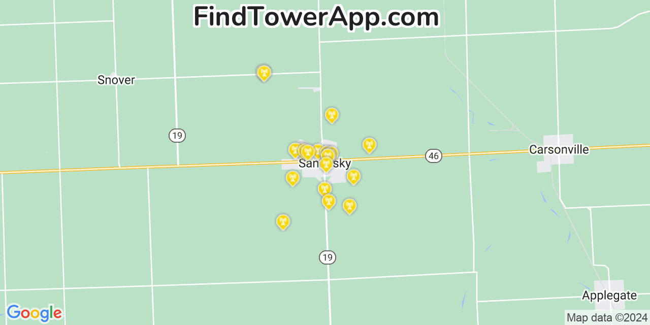 T-Mobile 4G/5G cell tower coverage map Sandusky, Michigan