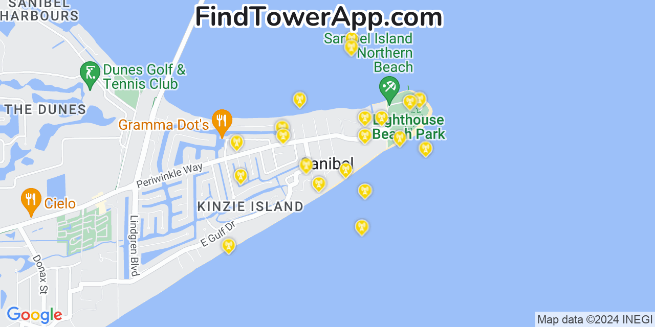 AT&T 4G/5G cell tower coverage map Sanibel, Florida