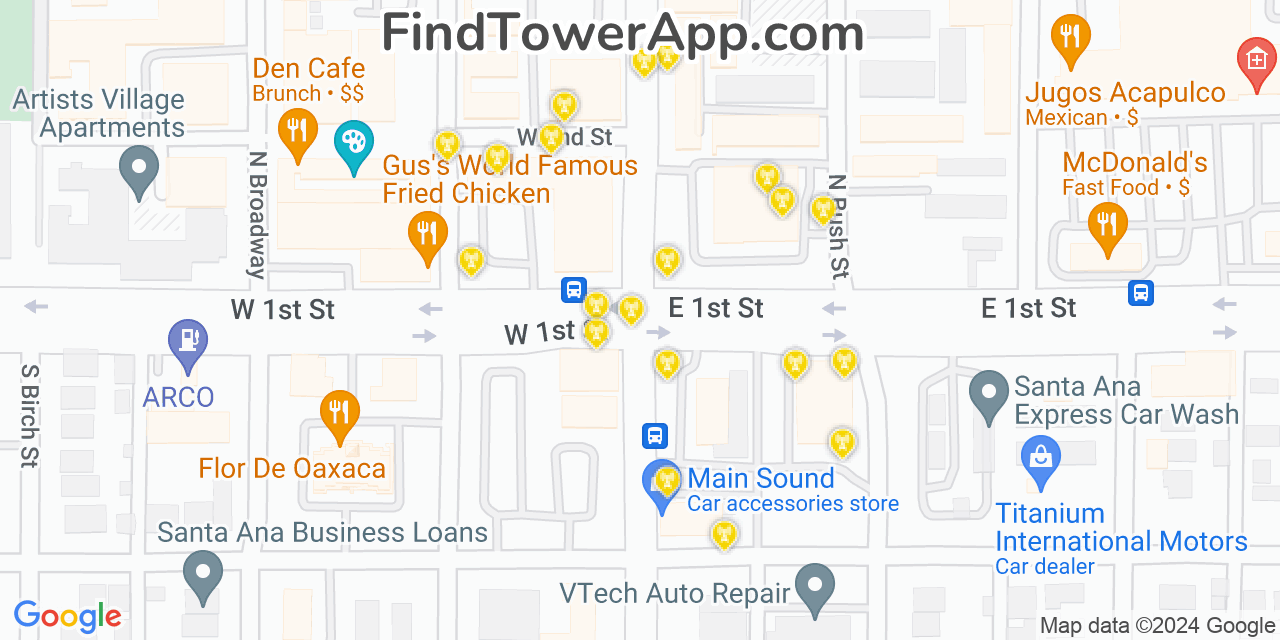 T-Mobile 4G/5G cell tower coverage map Santa Ana, California