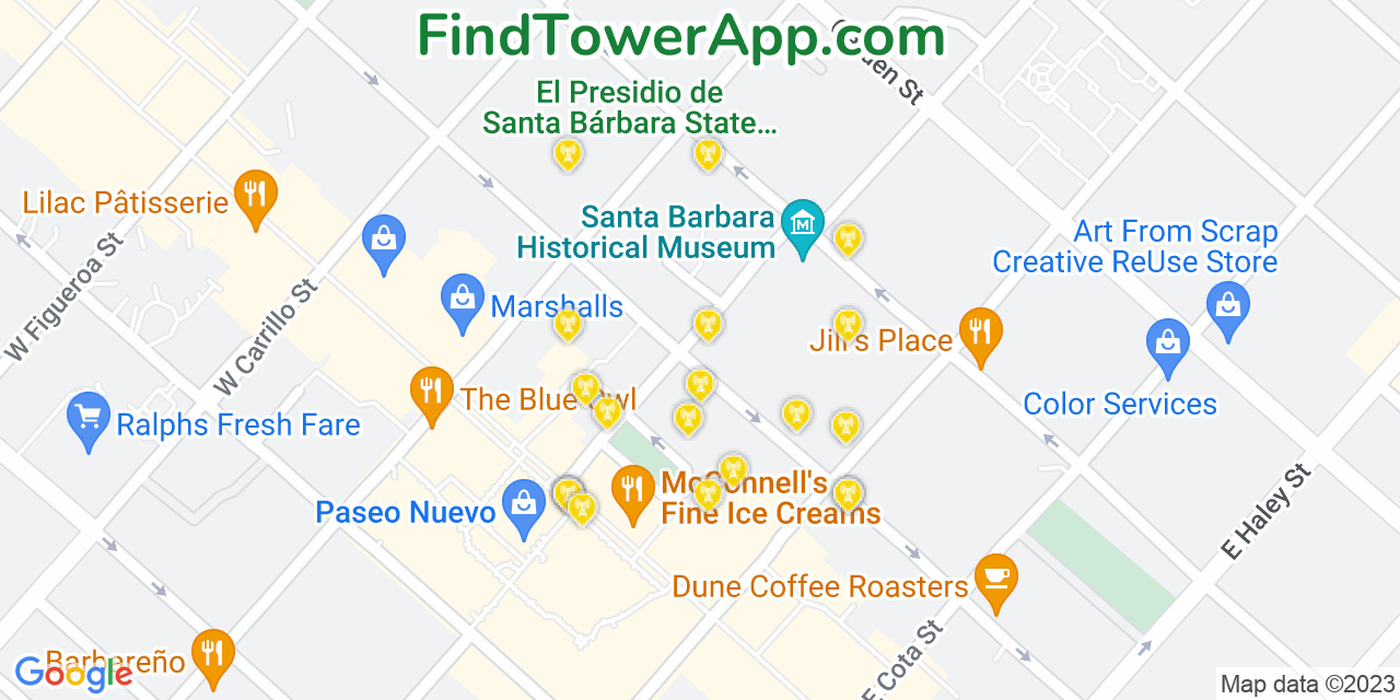 Santa Barbara California Cell Tower Coverage Map