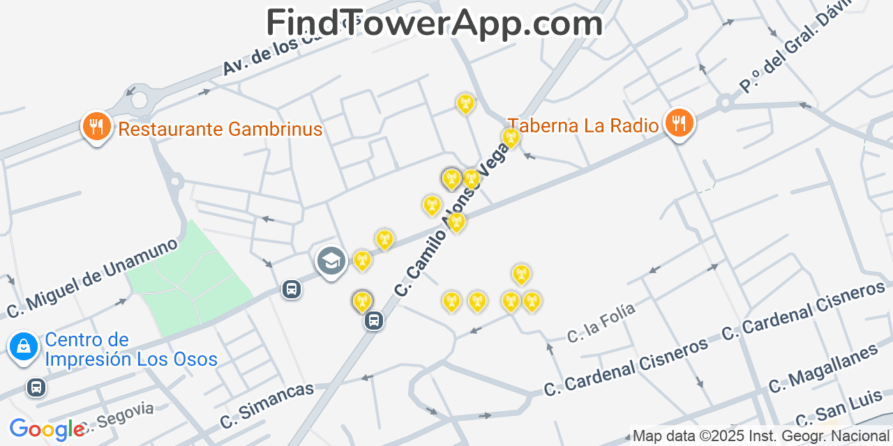 Santander Cell Towers, Spain - FindTower App Coverage Maps