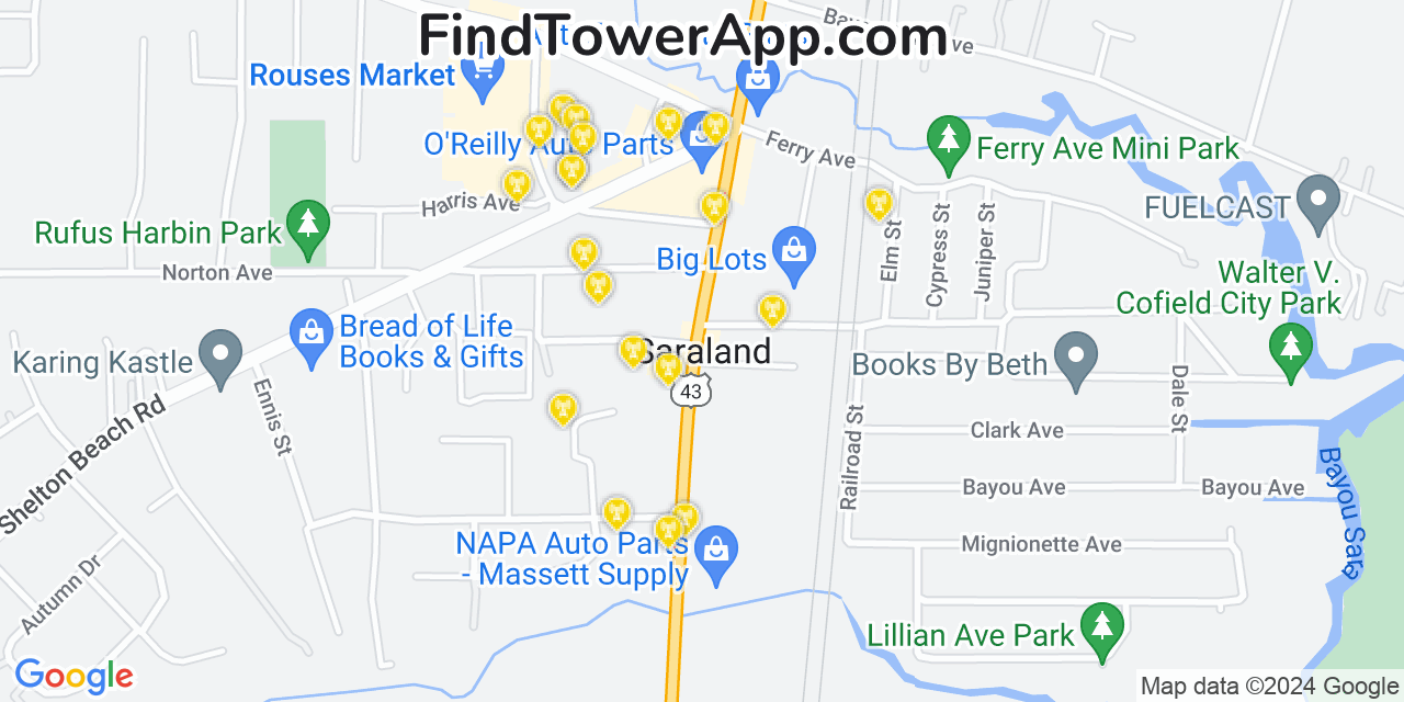 AT&T 4G/5G cell tower coverage map Saraland, Alabama
