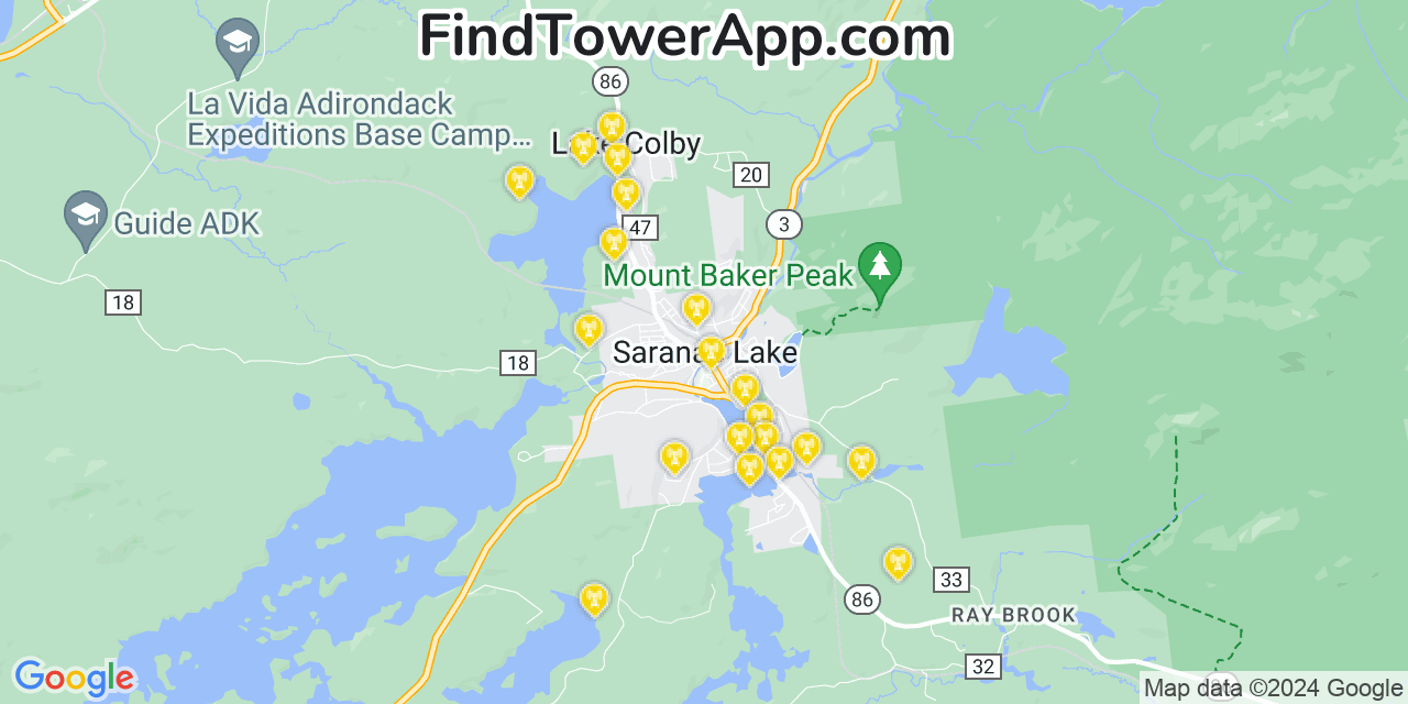 T-Mobile 4G/5G cell tower coverage map Saranac Lake, New York