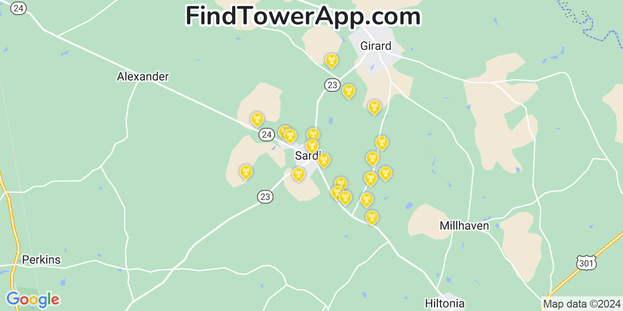 T-Mobile 4G/5G cell tower coverage map Sardis, Georgia