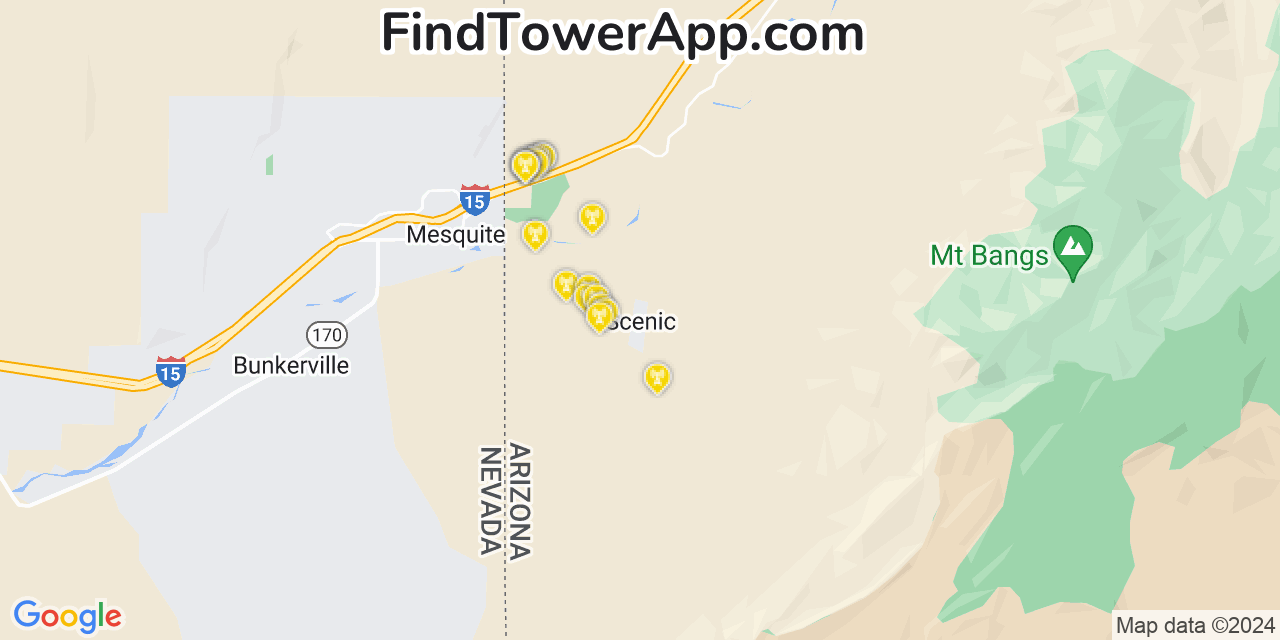 AT&T 4G/5G cell tower coverage map Scenic, Arizona